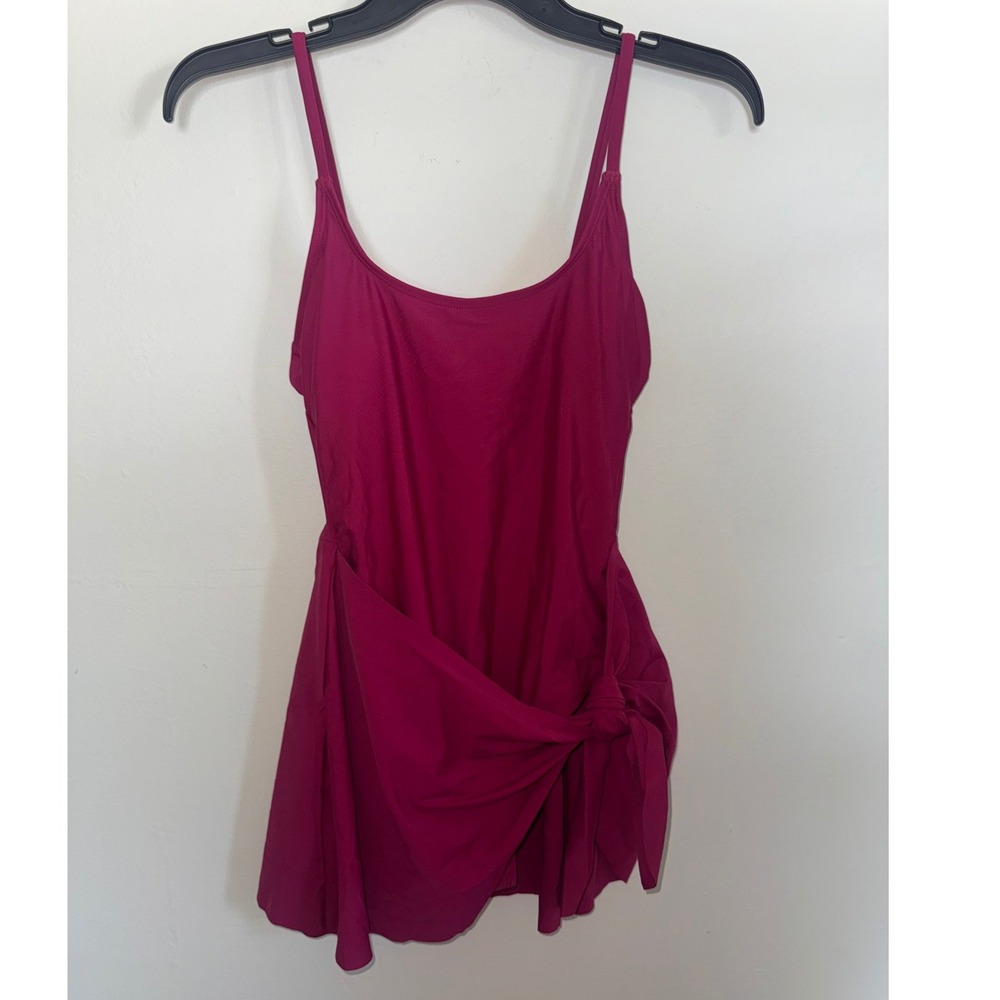 Cupshe Magenta Pink Wrap Front Swim Dress One Piece Swimsuit XS NWT